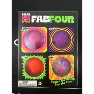 NeeDoh Teenie Fab Four 4-Pack Pink Purple Orange Swirl Schylling NEW